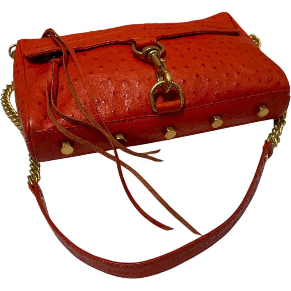 Rebecca Minkoff MAC Ostrich Leather Orange Gold - Picture 2 of 6